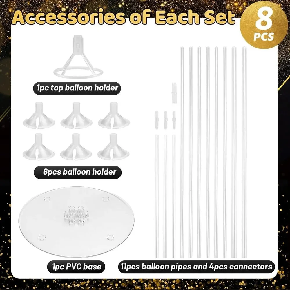 JOYYPOP 8 Sets Balloon Stand Kit Table Holder Sticks Base Birthday Party Decor